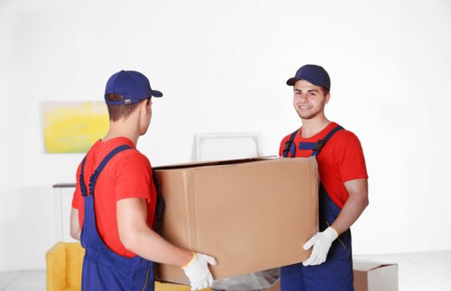 Packed office supplies ready for relocation service