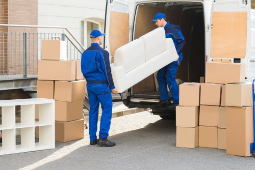 Removals van service helping with a home move in Hainault