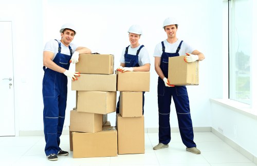 Prepared moving boxes and furniture for a home or office move in Hainault