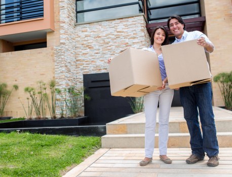 Household belongings organised for transport in a local removals job